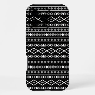 Aztec Shapes Muster Weiß Grau Schwarz iPhone 16 Pro Max Hülle