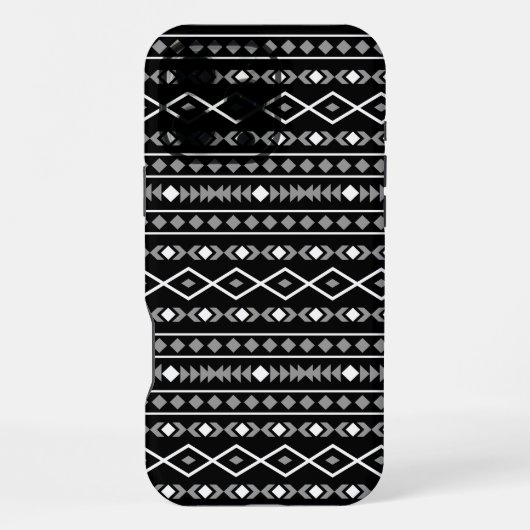 Aztec Shapes Muster Weiß Grau Schwarz iPhone Hülle (Rückseite)
