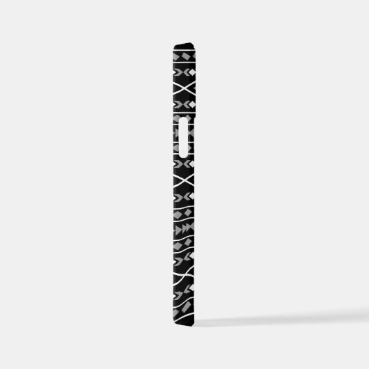 Aztec Shapes Muster Weiß Grau Schwarz iPhone Hülle (Rechte Seite)