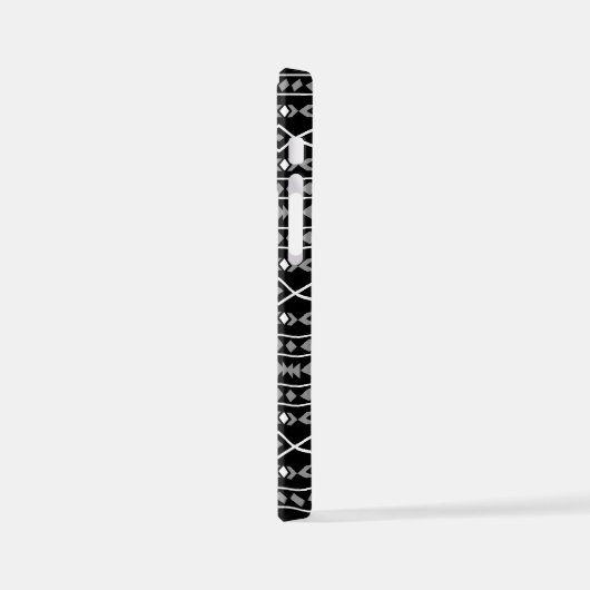 Aztec Shapes Muster Weiß Grau Schwarz iPhone Hülle (Linke Seite)