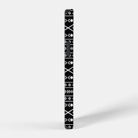 Aztec Shapes Muster Weiß Grau Schwarz iPhone Hülle (Rechte Seite)