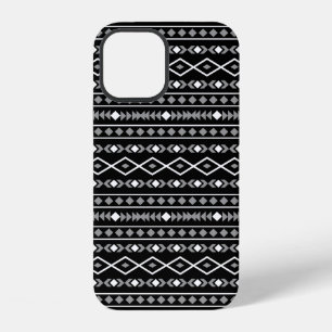 Aztec Shapes Muster Weiß Grau Schwarz iPhone 12 Hülle