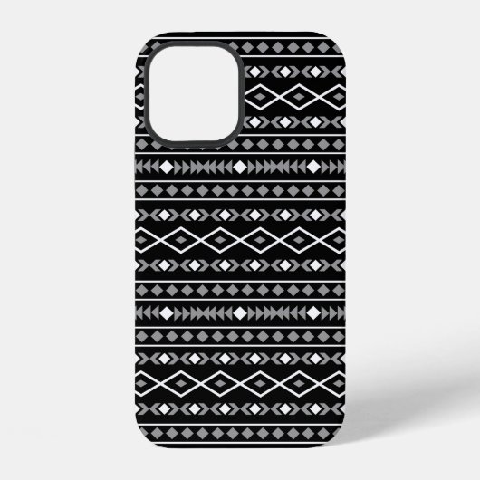 Aztec Shapes Muster Weiß Grau Schwarz iPhone Hülle (Rückseite)