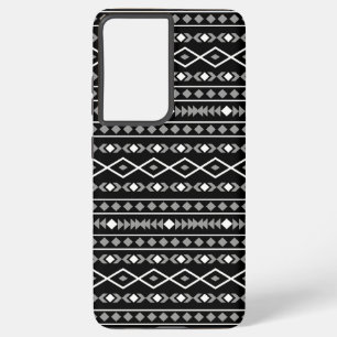 Aztec Shapes Muster Weiß Grau Schwarz Samsung Galaxy Hülle
