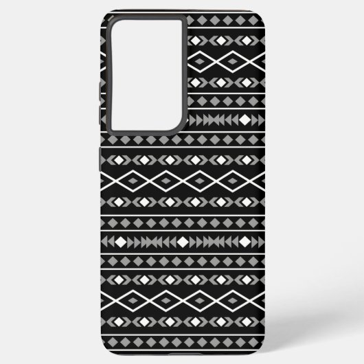 Aztec Shapes Muster Weiß Grau Schwarz Samsung Galaxy Hülle (Rückseite)