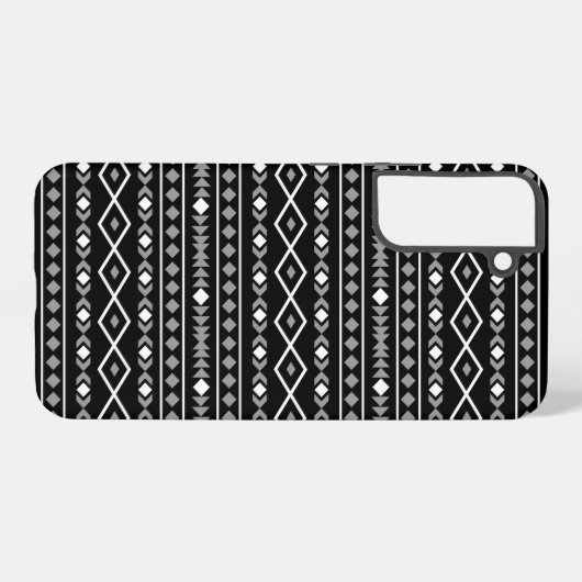 Aztec Shapes Muster Weiß Grau Schwarz Samsung Galaxy Hülle (Rückseite (Horizontal))