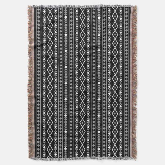 Aztec Shapes Pattern Grau Schwarz Decke (Vorderseite Vertikal)