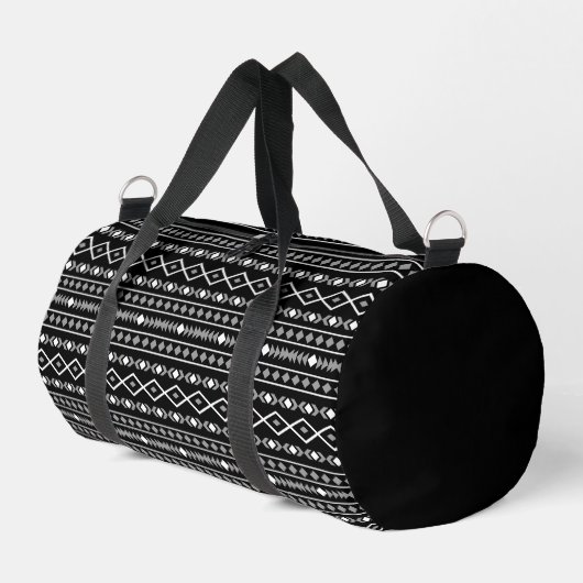 Aztec Shapes Pattern Grau Schwarz Duffle Bag (Linke Seite)