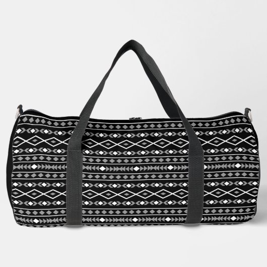 Aztec Shapes Pattern Grau Schwarz Duffle Bag (Vorderseite)