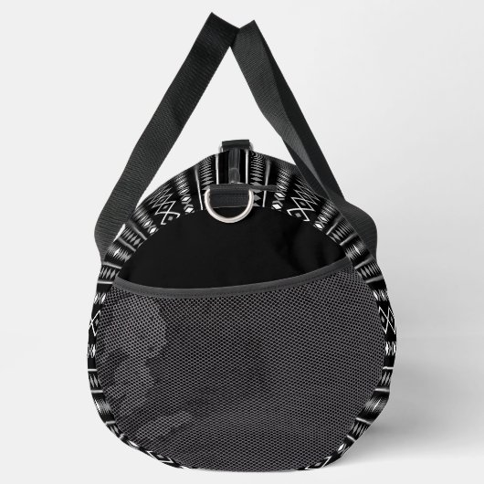 Aztec Shapes Pattern Grau Schwarz Duffle Bag (Rechts)
