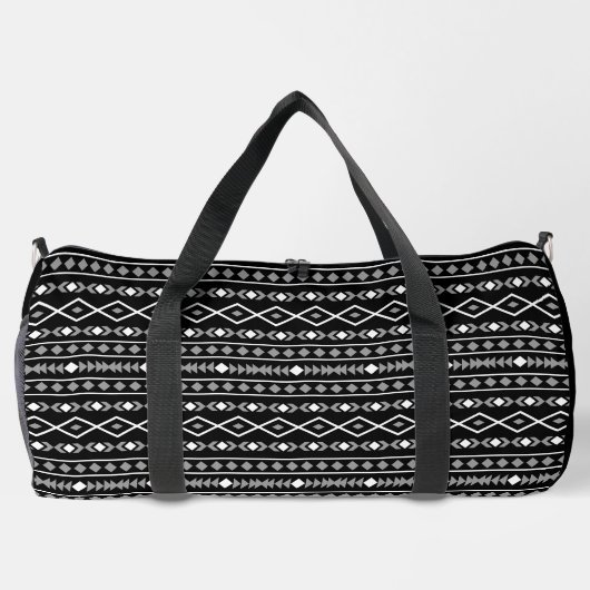 Aztec Shapes Pattern Grau Schwarz Duffle Bag (Rückseite)