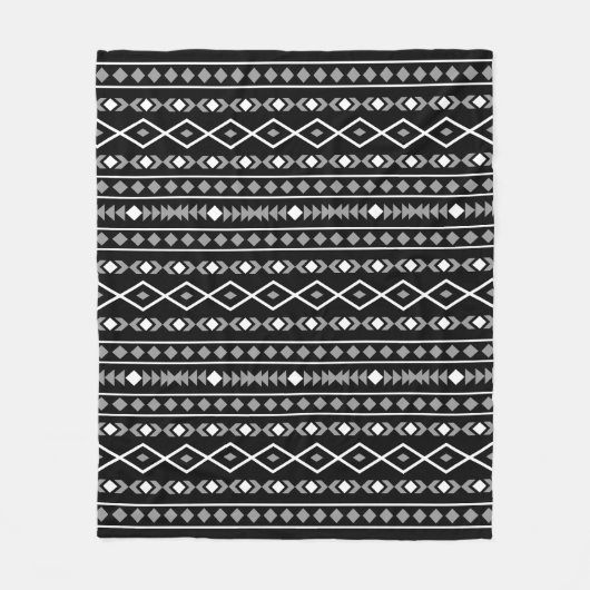 Aztec Shapes Pattern Grau Schwarz Fleecedecke (Vorderseite)