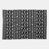 Aztec Shapes Pattern Grau Schwarz Geschirrtuch (Horizontal)