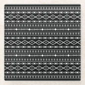 Aztec Shapes Pattern Grau Schwarz Glasuntersetzer (Vorderseite)