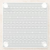 Aztec Shapes Pattern Grau Schwarz Glasuntersetzer (Rückseite)