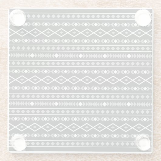 Aztec Shapes Pattern Grau Schwarz Glasuntersetzer (Rückseite)