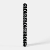 Aztec Shapes Pattern Grau Schwarz iPhone 15 Hülle (Rechte Seite)