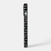 Aztec Shapes Pattern Grau Schwarz iPhone 15 Hülle (Linke Seite)