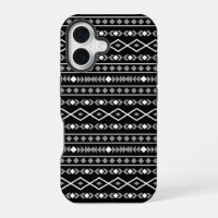 Aztec Shapes Pattern Grau Schwarz