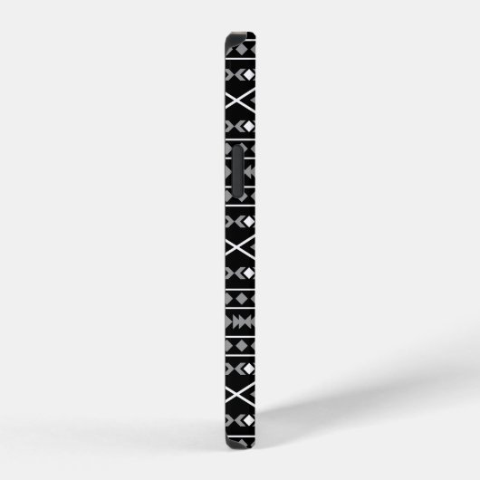 Aztec Shapes Pattern Grau Schwarz iPhone Hülle (Rechte Seite)