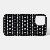 Aztec Shapes Pattern Grau Schwarz iPhone Hülle (Rückseite (Horizontal))