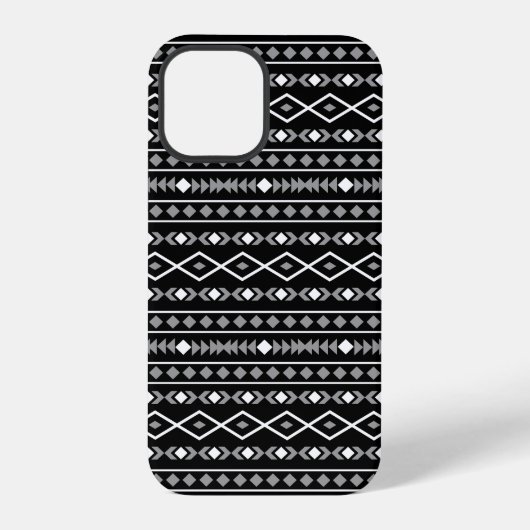 Aztec Shapes Pattern Grau Schwarz iPhone Hülle (Rückseite)