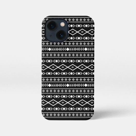 Aztec Shapes Pattern Grau Schwarz iPhone Hülle (Rückseite)