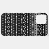 Aztec Shapes Pattern Grau Schwarz iPhone Hülle (Hinten horizontal)