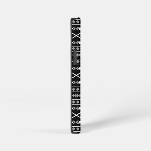 Aztec Shapes Pattern Grau Schwarz iPhone Hülle (Rechte Seite)