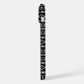 Aztec Shapes Pattern Grau Schwarz iPhone Hülle (Linke Seite)