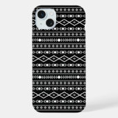 Aztec Shapes Pattern Grau Schwarz iPhone Hülle (Rückseite)