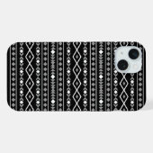 Aztec Shapes Pattern Grau Schwarz iPhone Hülle (Rückseite (Horizontal))
