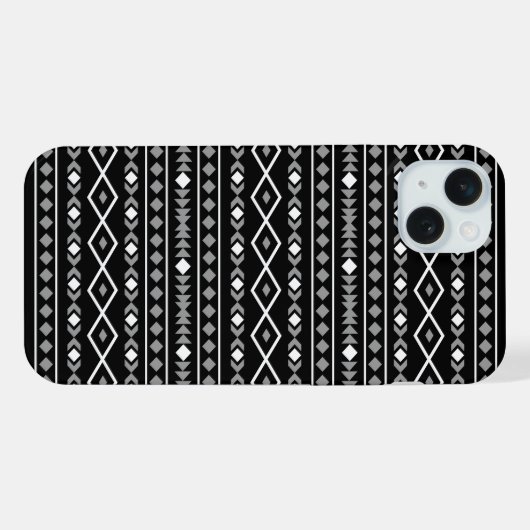 Aztec Shapes Pattern Grau Schwarz iPhone Hülle (Rückseite (Horizontal))