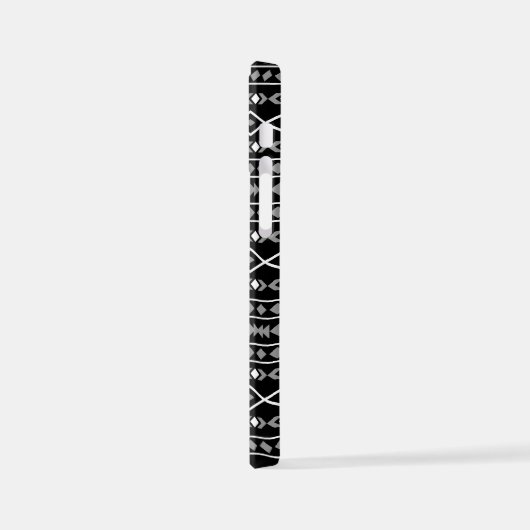 Aztec Shapes Pattern Grau Schwarz iPhone Hülle (Linke Seite)