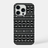 Aztec Shapes Pattern Grau Schwarz iPhone Hülle (Rückseite)