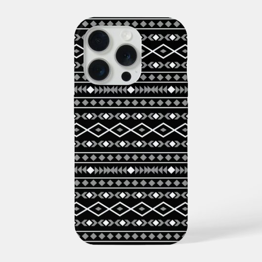 Aztec Shapes Pattern Grau Schwarz iPhone Hülle (Rückseite)