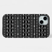 Aztec Shapes Pattern Grau Schwarz iPhone Hülle (Rückseite (Horizontal))