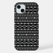 Aztec Shapes Pattern Grau Schwarz iPhone Hülle (Rückseite)