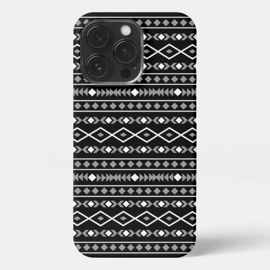 Aztec Shapes Pattern Grau Schwarz iPhone Hülle (Rückseite)