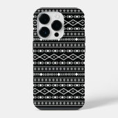 Aztec Shapes Pattern Grau Schwarz iPhone Hülle (Rückseite)