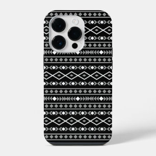 Aztec Shapes Pattern Grau Schwarz iPhone 14 Pro Hülle