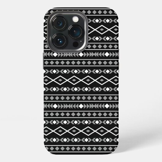 Aztec Shapes Pattern Grau Schwarz iPhone Hülle (Hinten)