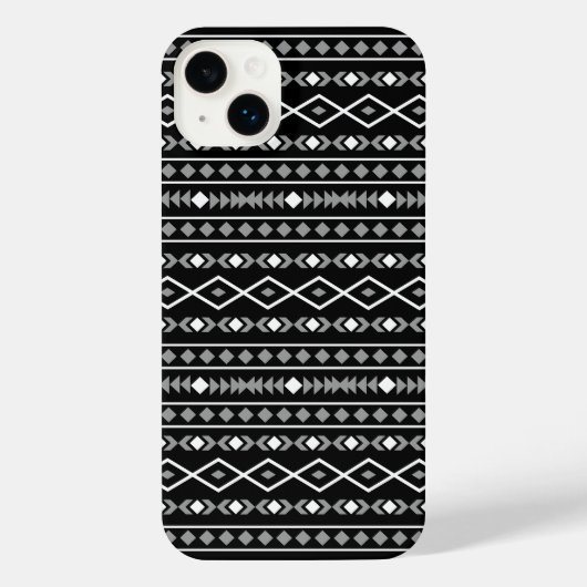 Aztec Shapes Pattern Grau Schwarz iPhone Hülle (Rückseite)