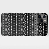 Aztec Shapes Pattern Grau Schwarz iPhone Hülle (Rückseite (Horizontal))