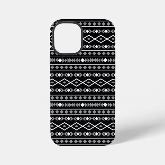 Aztec Shapes Pattern Grau Schwarz iPhone Hülle (Rückseite)