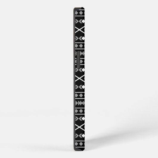 Aztec Shapes Pattern Grau Schwarz iPhone Hülle (Rechte Seite)
