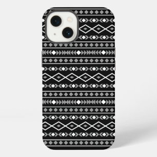 Aztec Shapes Pattern Grau Schwarz iPhone 13 Hülle
