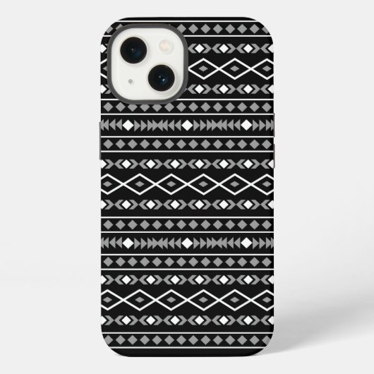 Aztec Shapes Pattern Grau Schwarz iPhone Hülle (Rückseite)