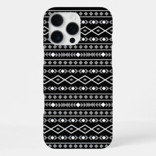 Aztec Shapes Pattern Grau Schwarz iPhone 16 Pro Max Hülle