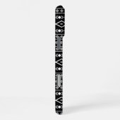 Aztec Shapes Pattern Grau Schwarz iPhone Hülle (Rechte Seite)